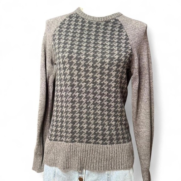 Urban Pipeline Gray Houndstooth Knit Crewneck Sweater Long Sleeve Pullover SizeS - Picture 2 of 6
